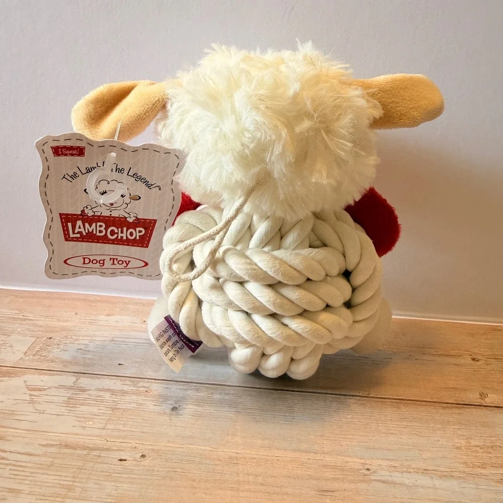 Multipet Lamb Chop Dog Toy Small White New Squeaky Plush Knotted Rope 71513